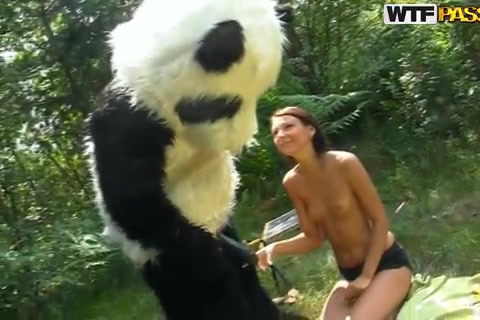 Sex im Wald für diese Malerin und dieser komische und heiße Panda-Bär #15