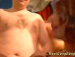 Real Gang Bangs - Scharfe Brünette mit Lederstiefeln beim Gangbang gefickt #1