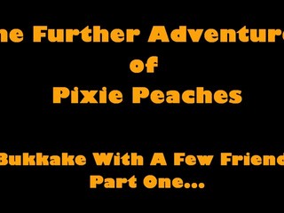 Pixie Peaches wird während dieser Bukkake vollgewichst #1