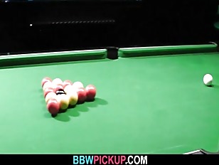 BBW in sexy Nylons wird auf dem Pooltisch von hinten genommen #7